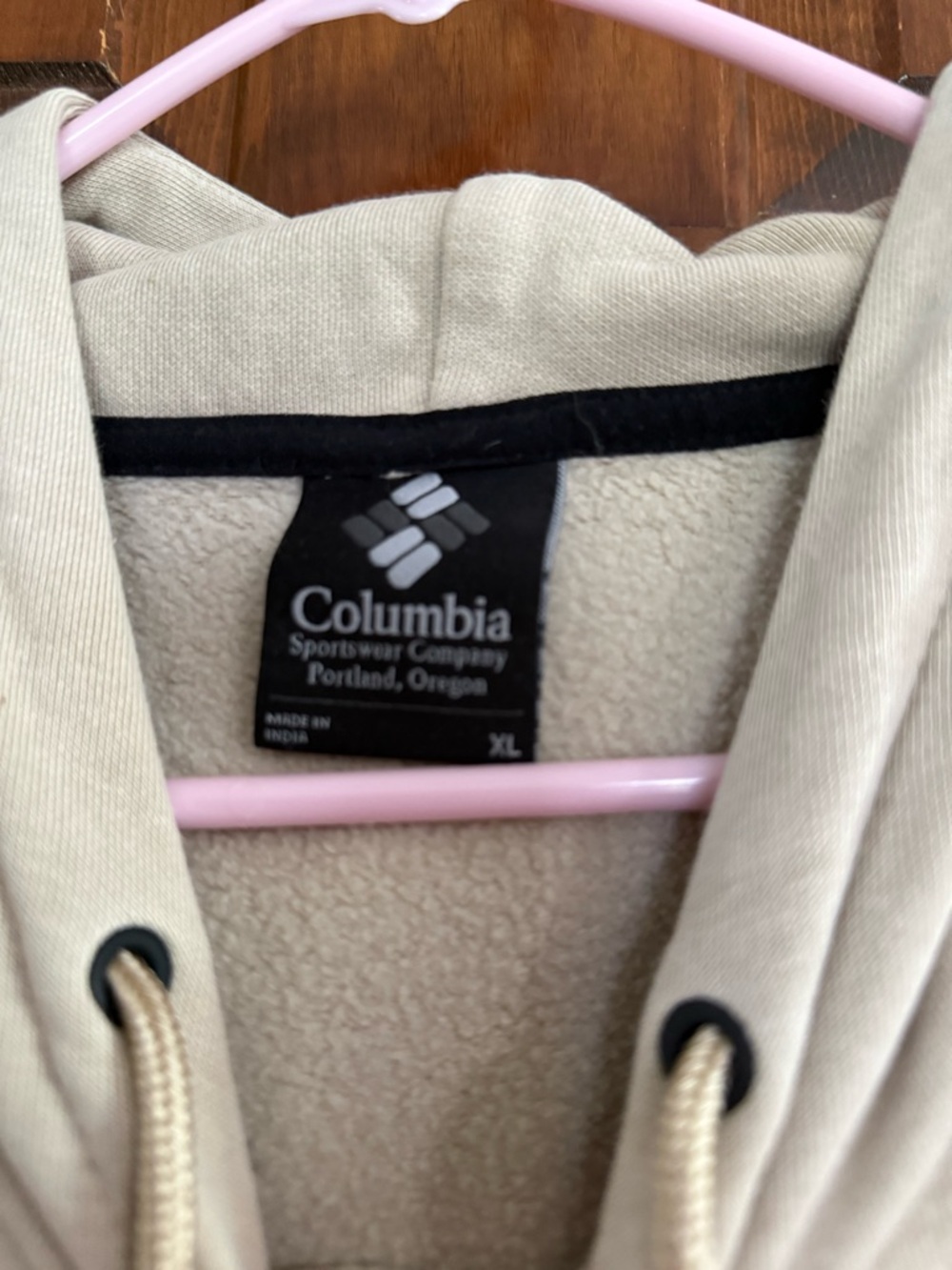 Columbia Men's Two-Tone Hooded Pullover Sweatshirt - Beige/Black - Picture 5 of 7